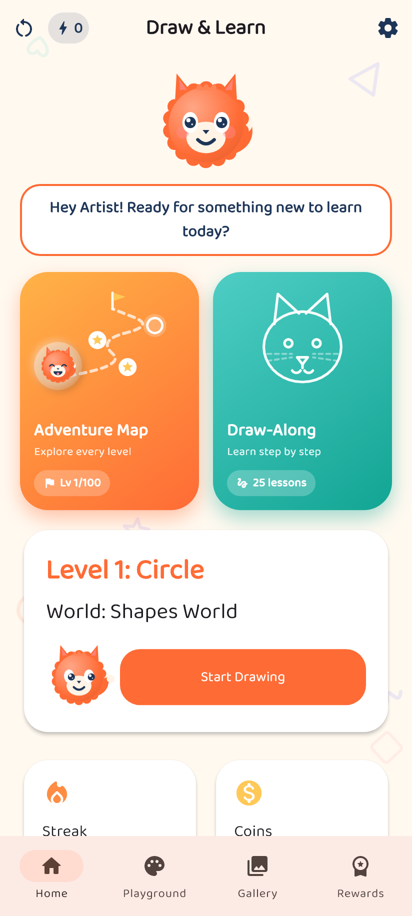 Doodle app home screen
